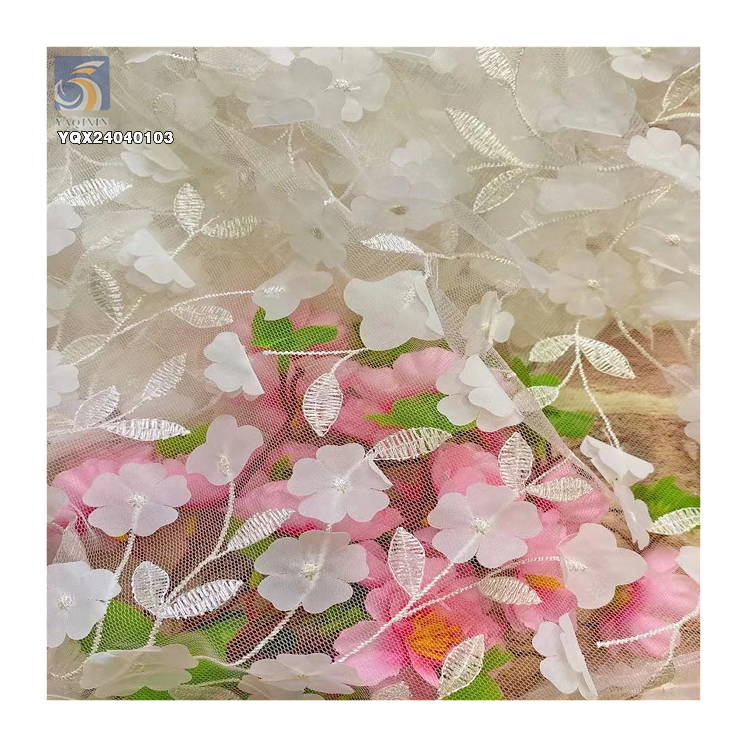 New Arrival Reasonable Price Lace Embroidery Fabric for Woman 3D Polyester Floral Fashion Fabrics - 图片 5