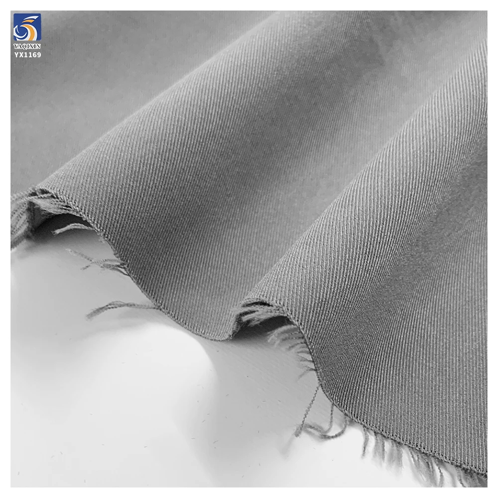 YX1169 Medium Weight 240gsm Gray and Khaki 3/3 Thick Twill Fabric Polyester Chiffon Twill Fabric for Trench Coat Woman - 图片 6