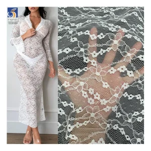 YX985 Polyester 3D Chantilly Lace Fabric Five-Star Flower Small Plum Blossom Jacquard Mesh Chantilly Lace Fabric for Clothing