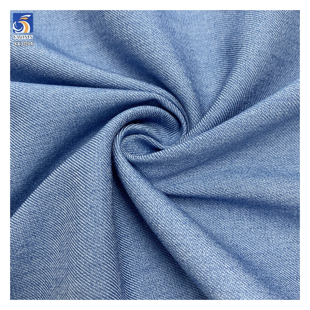 YX1054 200gsm 79 Rayon 18 Cotton 3 Spandex Blend Material Blue Denim Fabric Jeans Double Yarn Twill Denim Summer Pants Fabric - 图片 3