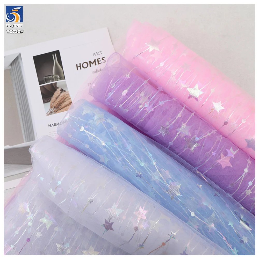YX720 2025 Apparel Skirts 100% Polyester Colorful Meteor Shower Magic Gold Stamping Star Printed Fabric for Girls Tutu - 图片 6