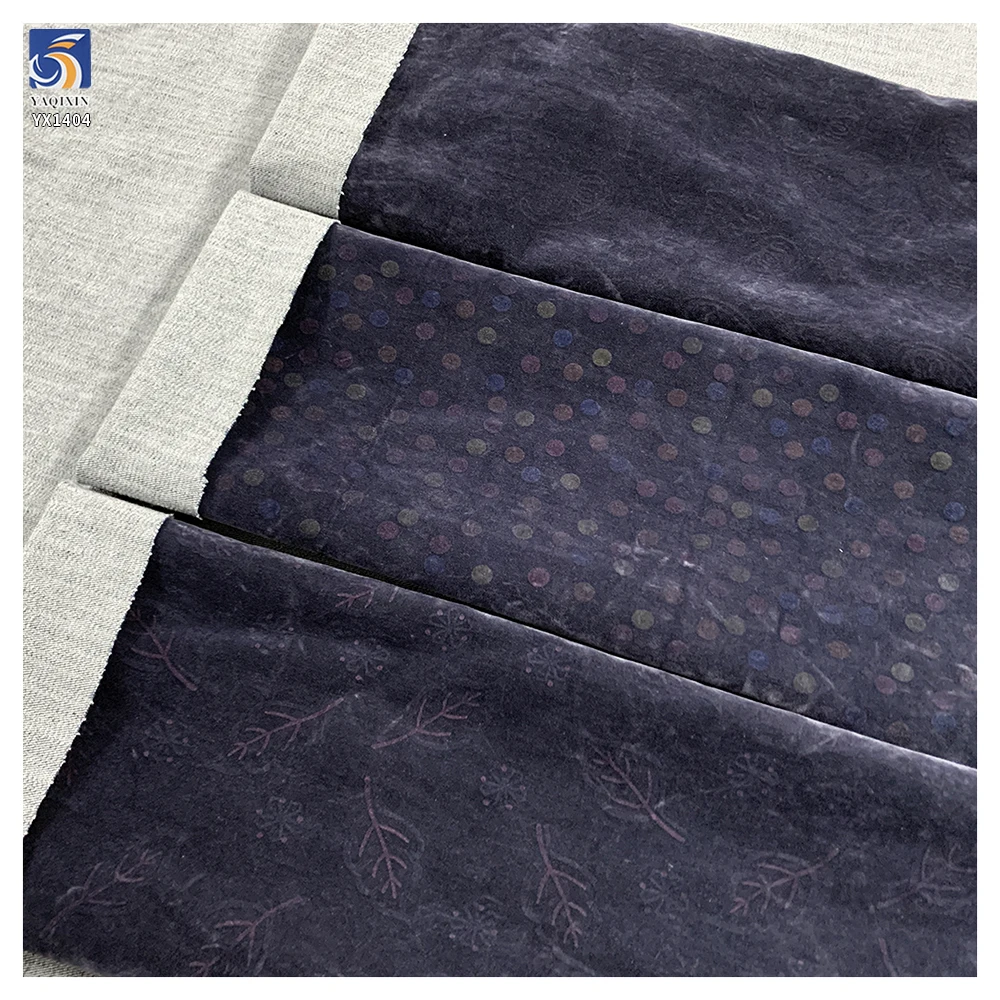 YX1404 New Design Fashion Denim Fabric 2026 10oz Stretch Polka Dot Flocked Denim Fabric for Women's Pants - 图片 6