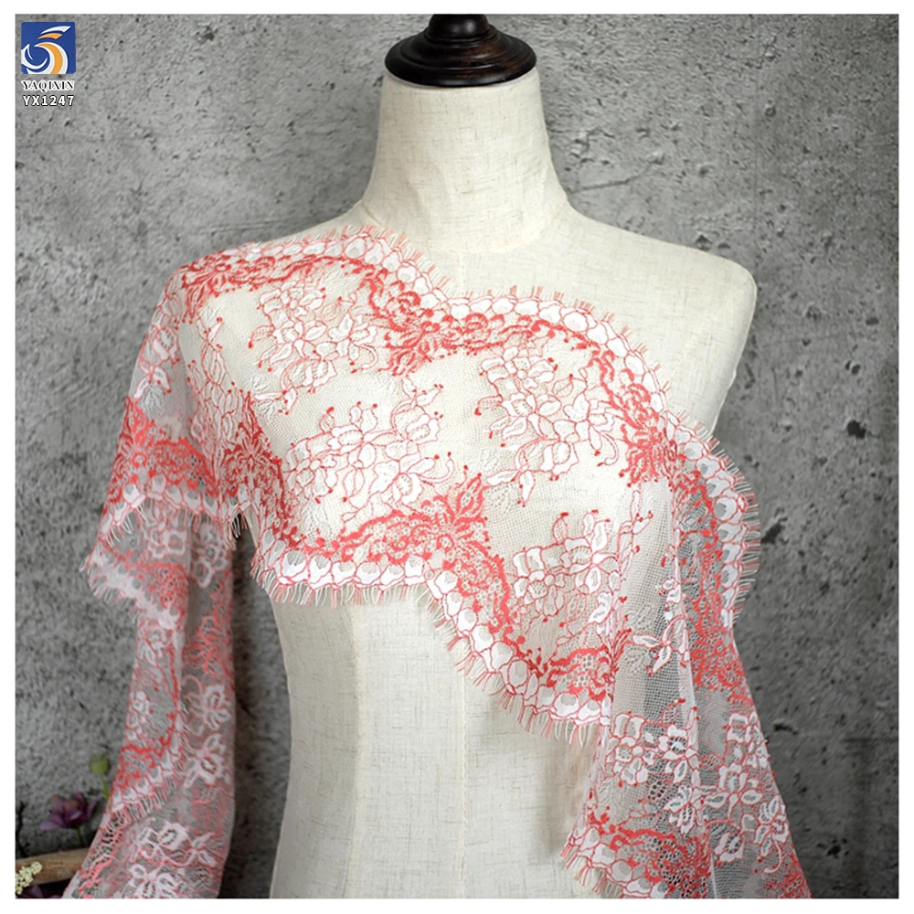 YX1247 New Two-Tone Polyester Crochet Lace Trim Customized White and Blue Mix Eyelash Lace Trim for Clothing Decoration - 图片 2