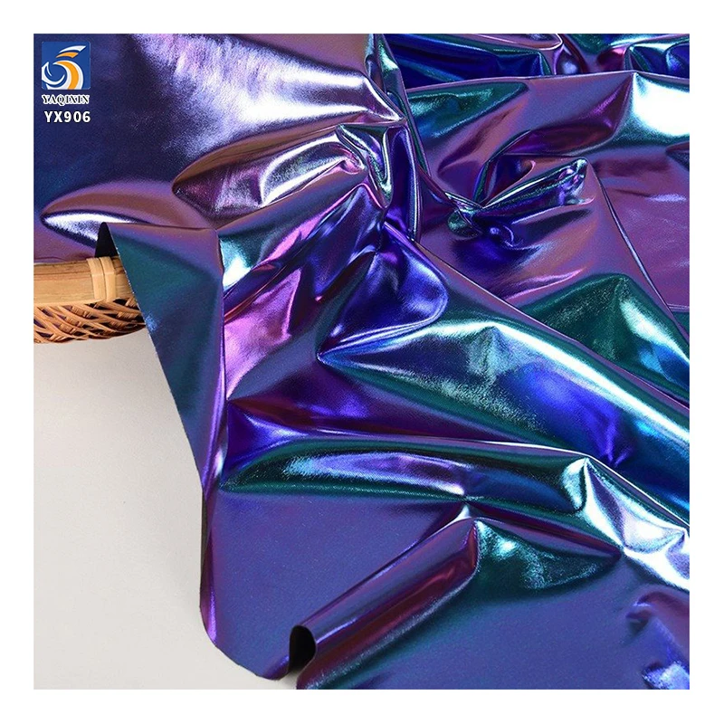 YX906 170gsm Two-Color Stretch Blue and Purple Laser Reflective Fabric 95 Polyester 5 Spandex Colorful Laser Reflective Fabric - 图片 4