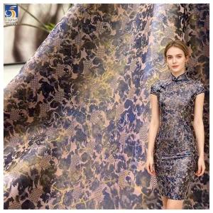 YX1255 Luxury Style Retro Cheongsam Dress Woven Polyester Jacquard Silk Fabric Chinese Acetate Jacquard Fabric
