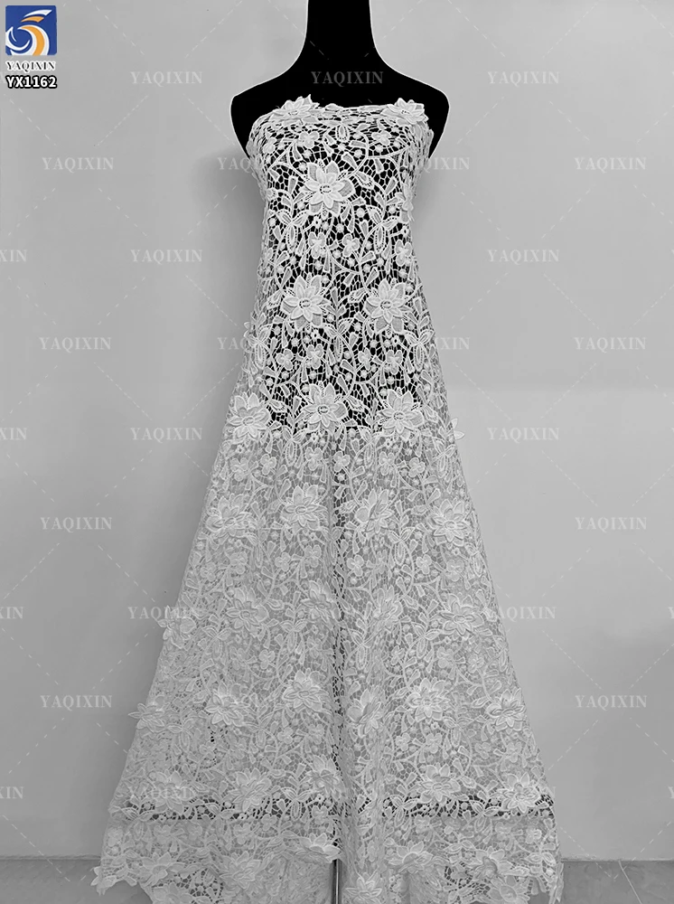 YX1162 Cheap 100 Polyester Chemical Lace Fabric Woven Embroidered Net 3D Water Soluble White Lace Fabric for African Women - 图片 2