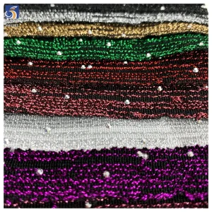 YX1287 180gsm 2 Yards 100 Polyester Gold Thread Lurex Jacquard Fabric With Silver 3D Diamonds Clothing Woman Fabric