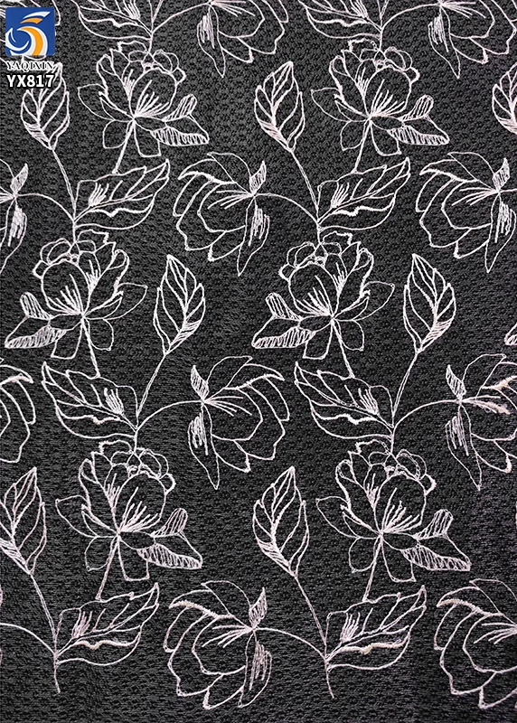 YX817 New Arrivals Tulle Jacquard Embroidery Peony Flowers Design Fabric 100% Polyester Flowers Jacquard Tulle Fabric - 图片 4