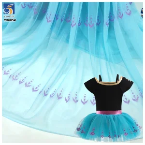 YX605 Light Blue 100 Nylon Glitter Mesh Tulle Fabric Baby Girl Elsa Anna Mermaid Tulle Fabric for Ballet Skirts