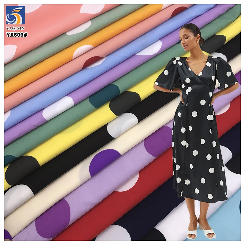 YX606 Classic Design 100D 100gsm Polyester 3MM Polka Dot Digital Printed Chiffon Fabric for Women's Long Dress