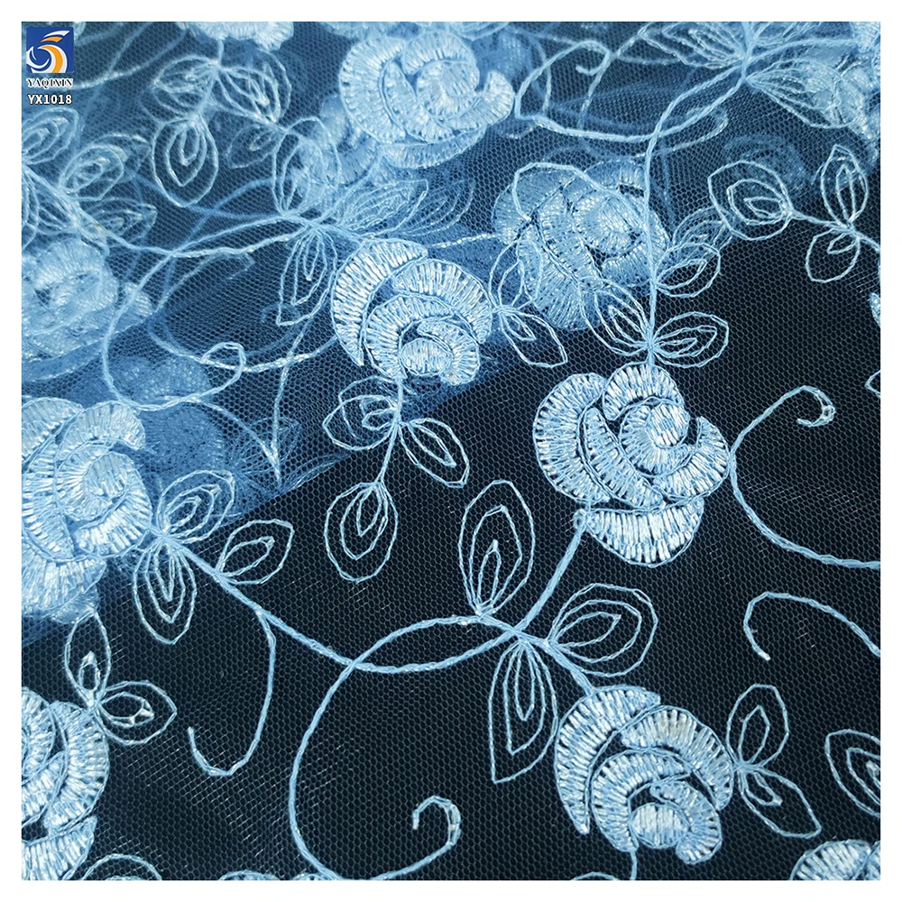 YX1018 2026 Latest Design Polyester Roses Flowers China Embroidery Fabric Poly Mesh Fabrics for Home Textiles and Clothing - 图片 4