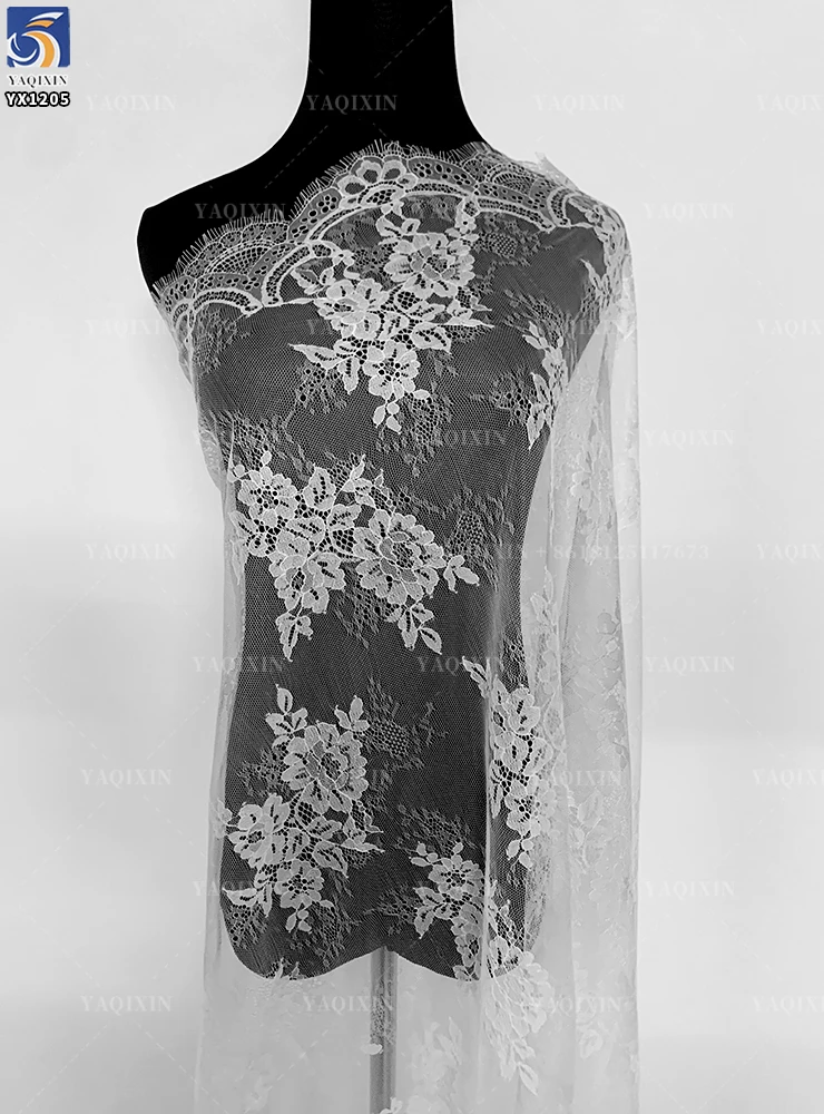 YX1205 New Austrian Tulle Lace Fabric 2026 White 10 Yards Embroidery High-Quality Eyelash Design Lace Fabric Textiles - 图片 2
