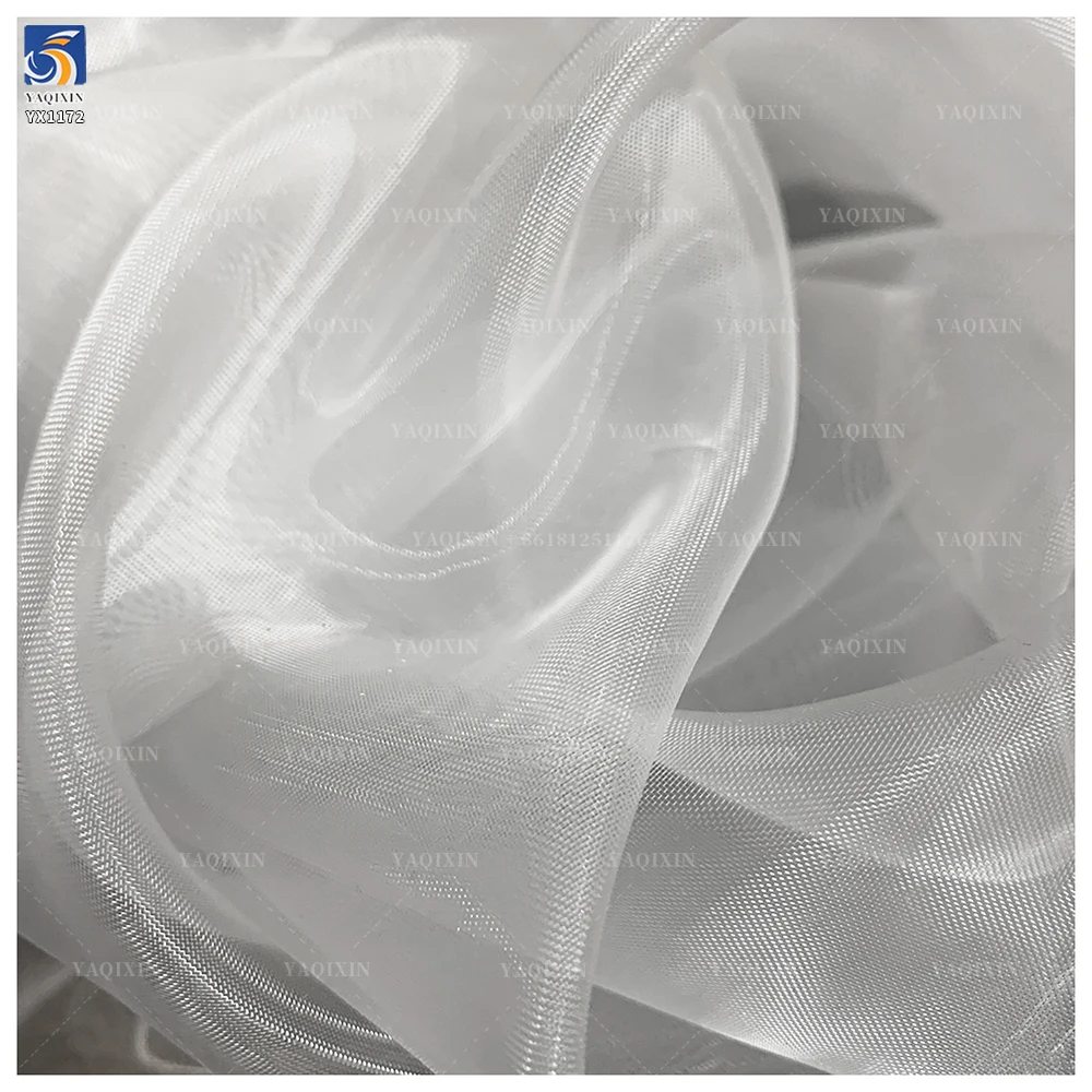 YX1172 High Quality 1 Yard Transparent Polyester Soft and Lustrous Silk Organza Fabric Cheap Solid Color Organza Fabrics - 图片 4