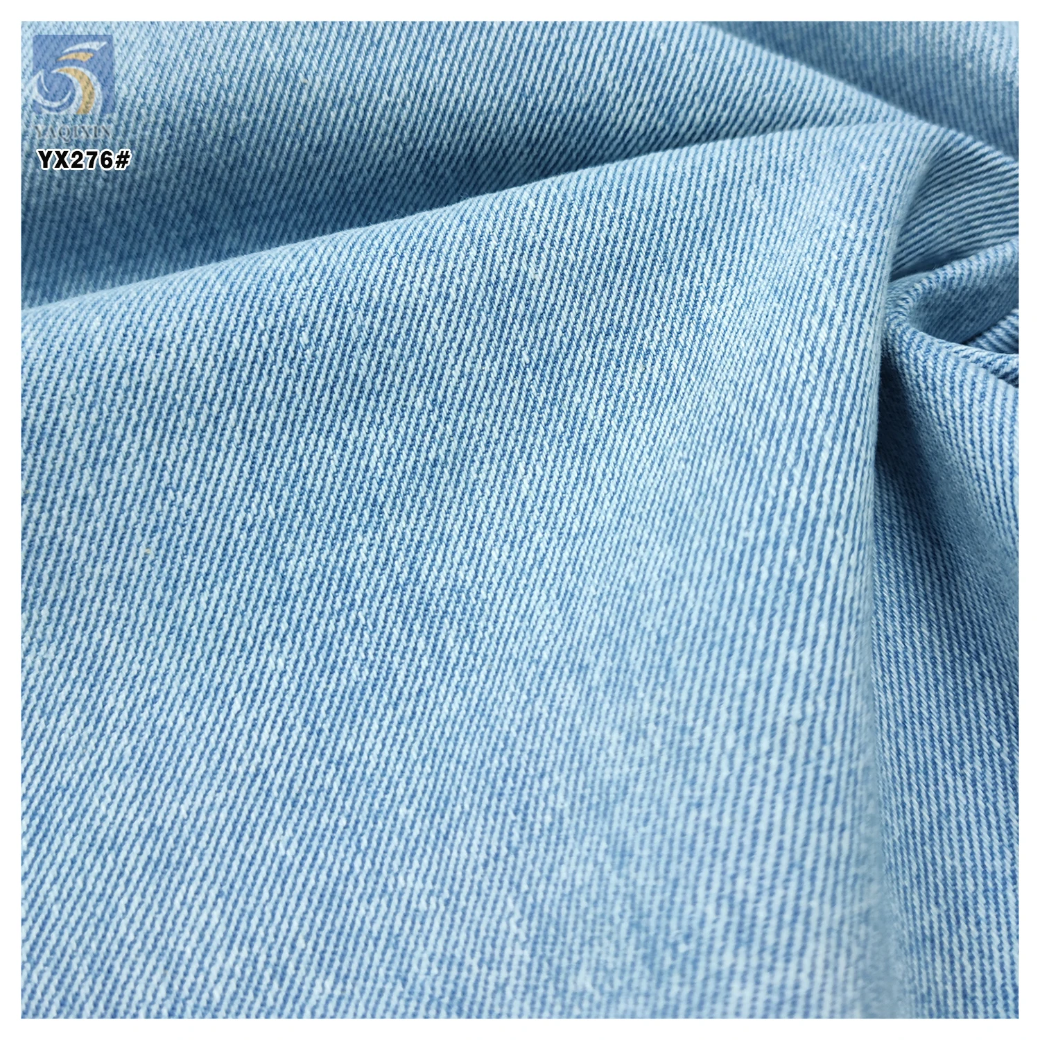 YX276 Light Blue Color Denim Premium 340gsm 100% Cotton Washed 10*10 Thick Denim Fabrics for Clothing - 图片 3