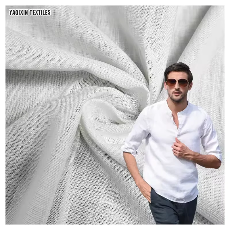 YX2168-1 China Manufacturers Stone Washed Linen Blend Fabric 180gsm 70/30 Rayon/Linen Fabric - 图片 6