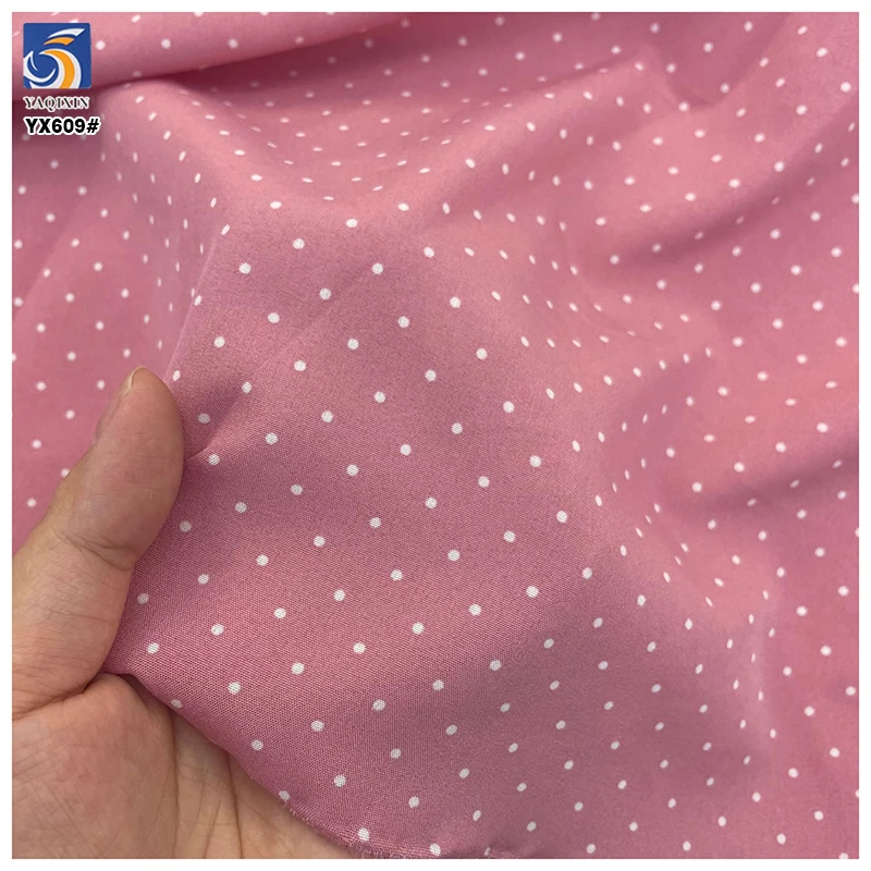 YX609 New Arrivals Christmas Red Chiffon Fabric Poly Small White Dots Chiffon Fabric for Dress Home Textiles - 图片 3