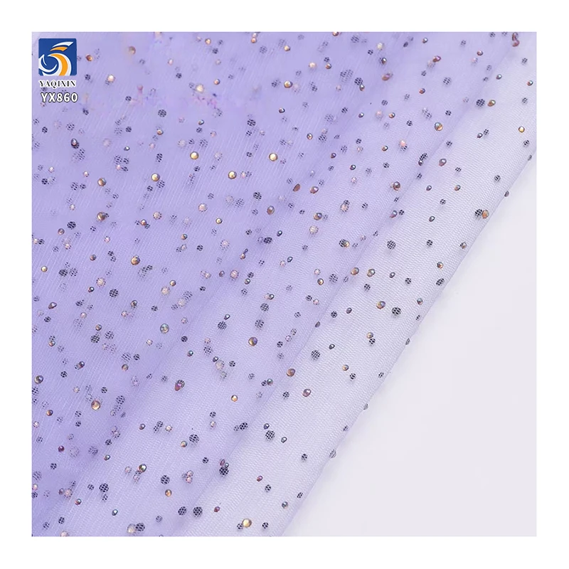 YX860 Ready-made Wholesale China Glass Diamond Glitter Tulle Fabric Mesh Fabric With Sparkling Diamonds for Wedding - 图片 3