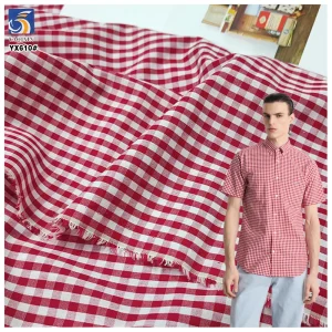 YX610 New Fashion 105gsm 5MM Red Plaid Yarn-Dyed Fabrics 100% Cotton Checkered Plaid Fabric for Shirt