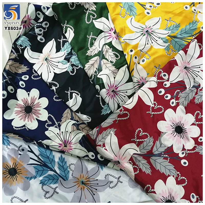 YX603 China Cheap Imitation Silk Digital Printed Satin Fabric Large Flowers Print Fabric for Paris Catwalk Wear - 图片 3