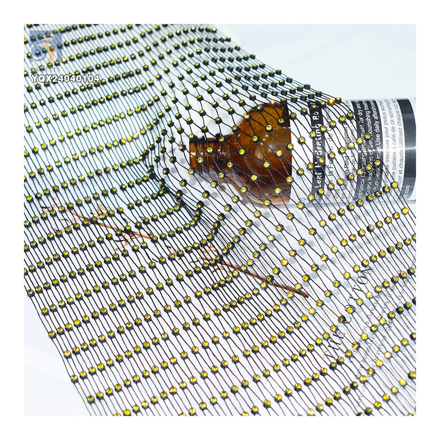Sexy Stretch Mesh Fishnet Fabric With Rhinestones Nightclub Dresses With Crystal Rhinestones for Party - 图片 5