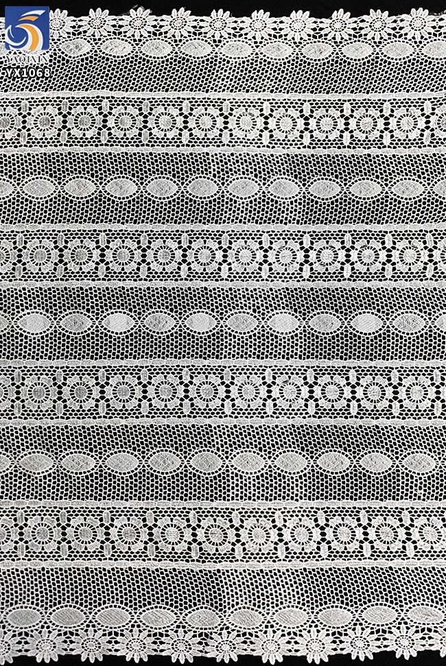 YX1068 Cord Lace Good Quality Stock Poly Water-Soluble Lace Fabric African Hollow Embroidered Dress Cheap Bulk Fabrics - 图片 4