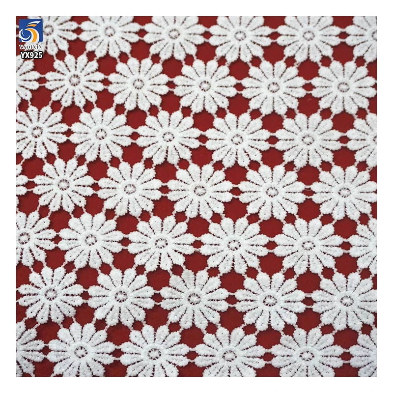 YX925 130gsm Polyester Embroidery Milk Silk Water-Soluble Embroidery Lace Fabric Woven Hollow Accessories Lace Fabric - 图片 6