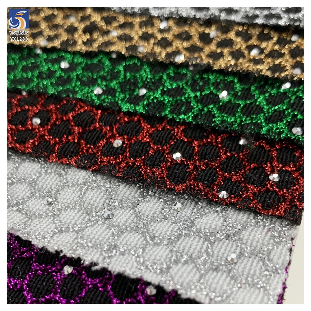 YX1288 180gsm Recently Popular Lurex Jacquard Snake Print Fabric With 3D Stone Customized Jacquard Fabric for Textiles Skirts - 图片 2