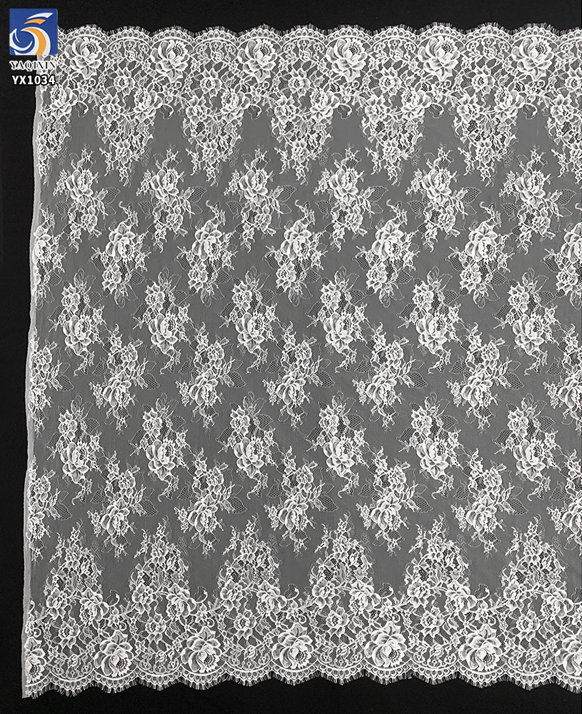 YX1034 300CM*150CM Wholesale Polyester Multi-Color Cheap Price Eyelash Lace Fabrics China for Clothing and Home Textiles - 图片 2