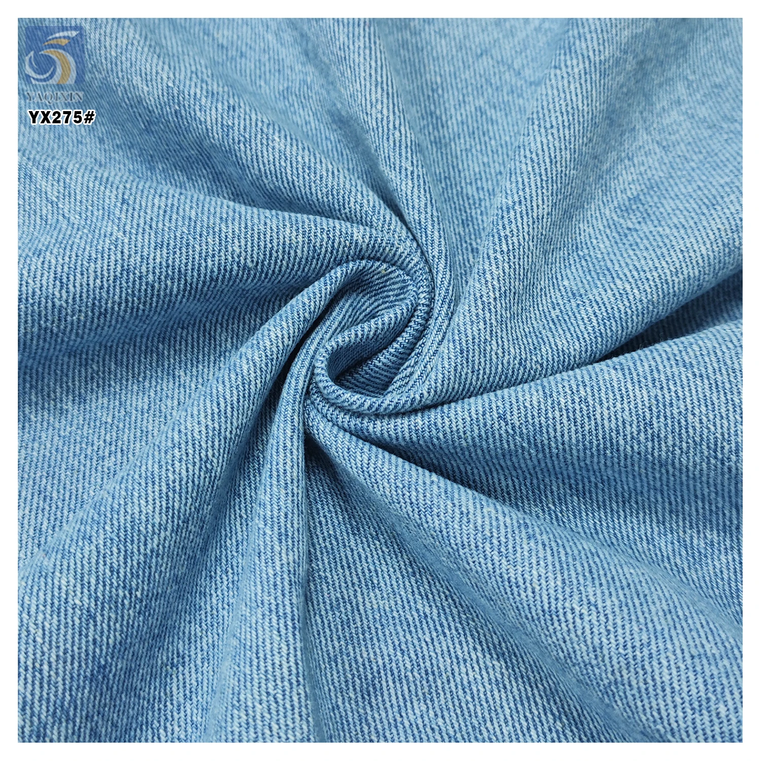 YX275 Hot Sell Denim Fabric High Quality 7*7 430gsm Dream Yarn Denim 80% Cotton 20% Polyester Washed Fabric - 图片 5