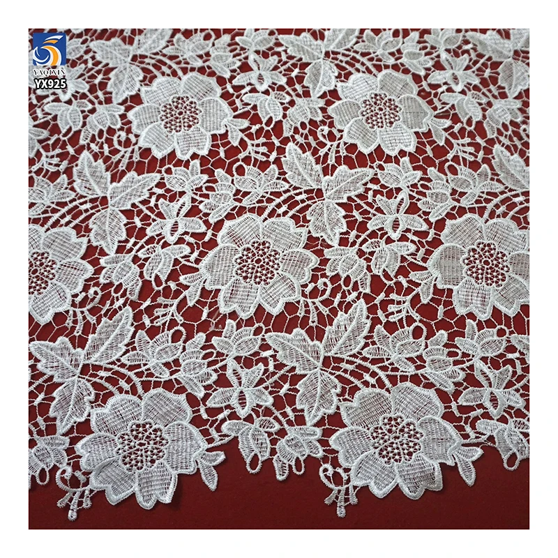 YX925 130gsm Polyester Embroidery Milk Silk Water-Soluble Embroidery Lace Fabric Woven Hollow Accessories Lace Fabric - 图片 4