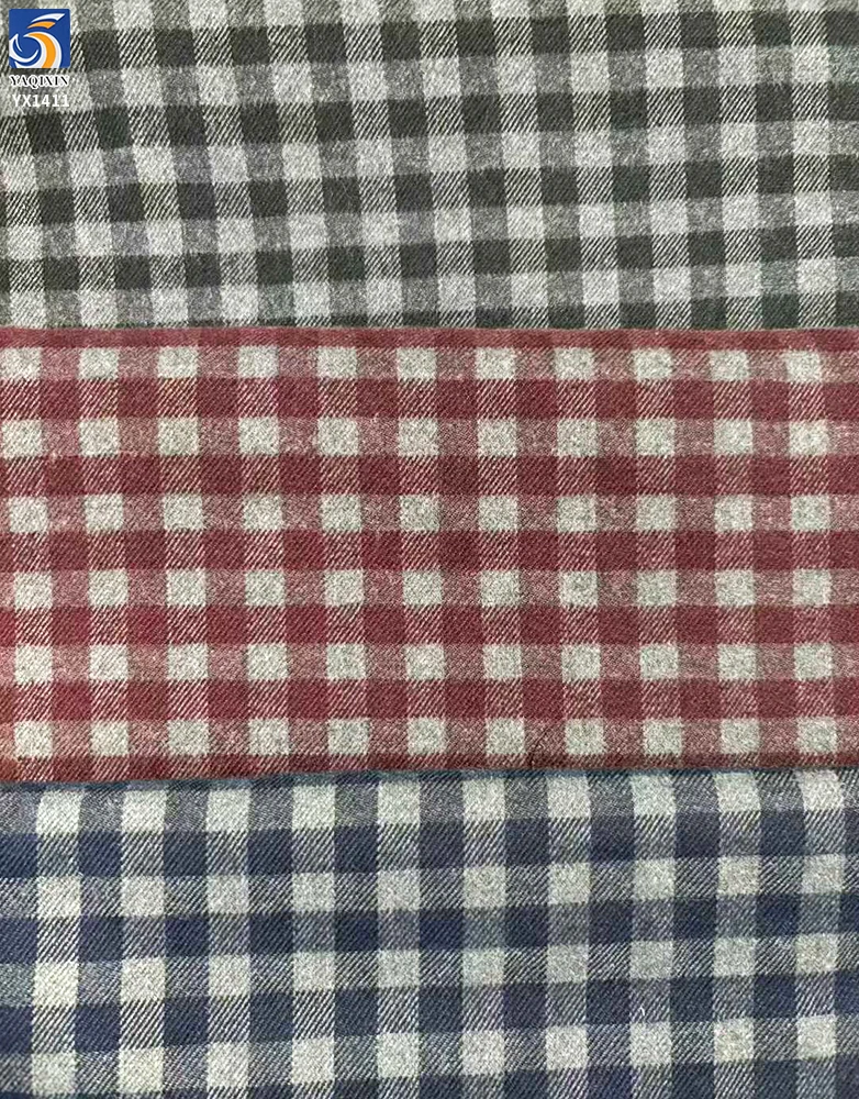 YX1411 TR Polyester Cotton Twill Brushed Chaoyang Plaid Fabric 195gsm Thickened Yarn Dyed Pink Plaid Fabric for Shirts - 图片 2