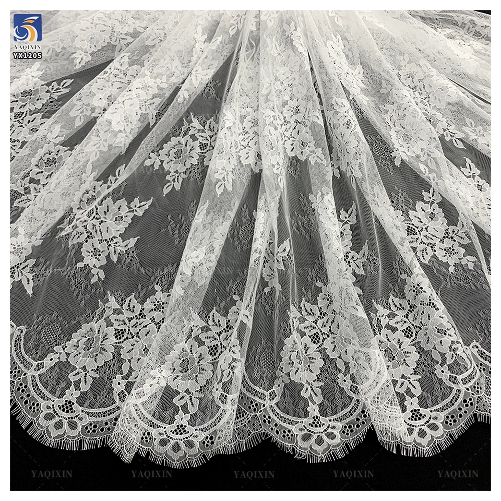 YX1205 New Austrian Tulle Lace Fabric 2026 White 10 Yards Embroidery High-Quality Eyelash Design Lace Fabric Textiles - 图片 5