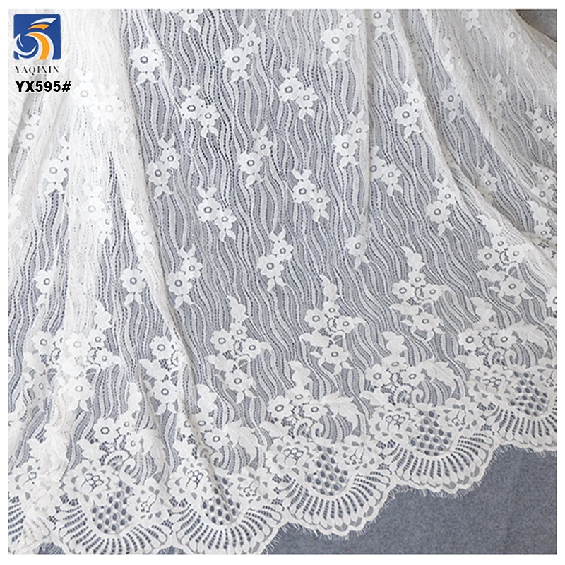 YX595 Hottest Sales Ladies Casual Tops Lace Fabric Black Embroidery French Floral Mesh Eyelash Lace Fabrics - 图片 4