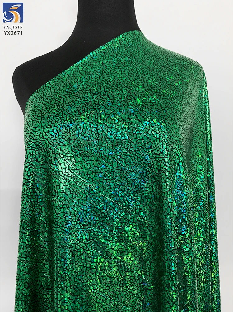 YX794 New Fashion Party Skirt Woman Spandex Lurex Snake-Print Fabric Bronzing Stretch Foil Printing Shiny Knitted Fabric - 图片 2