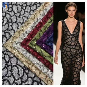 YX1417 200gsm 2026 New All Over 5mm Sequin Lace Mesh Fabric Evening Gown Embroidered Shiny Sequin Fabric for Ball Dress
