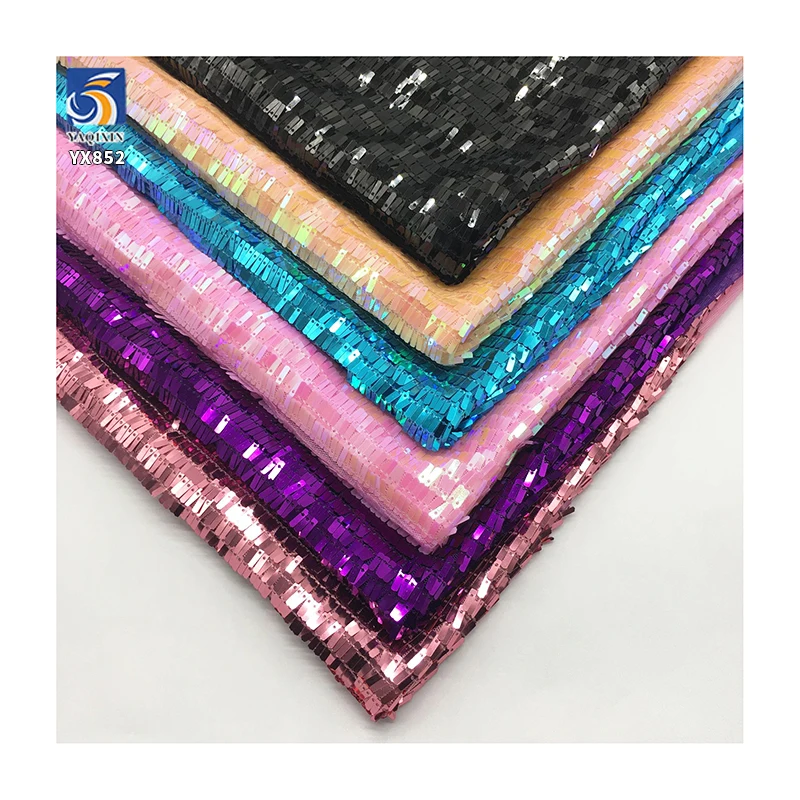 YX852 Cheap Price Width 130cm 300gsm 3x9mm Rectangular Sequin Fabric for Bags,Backpacks,Shoes,Skirts - 图片 6
