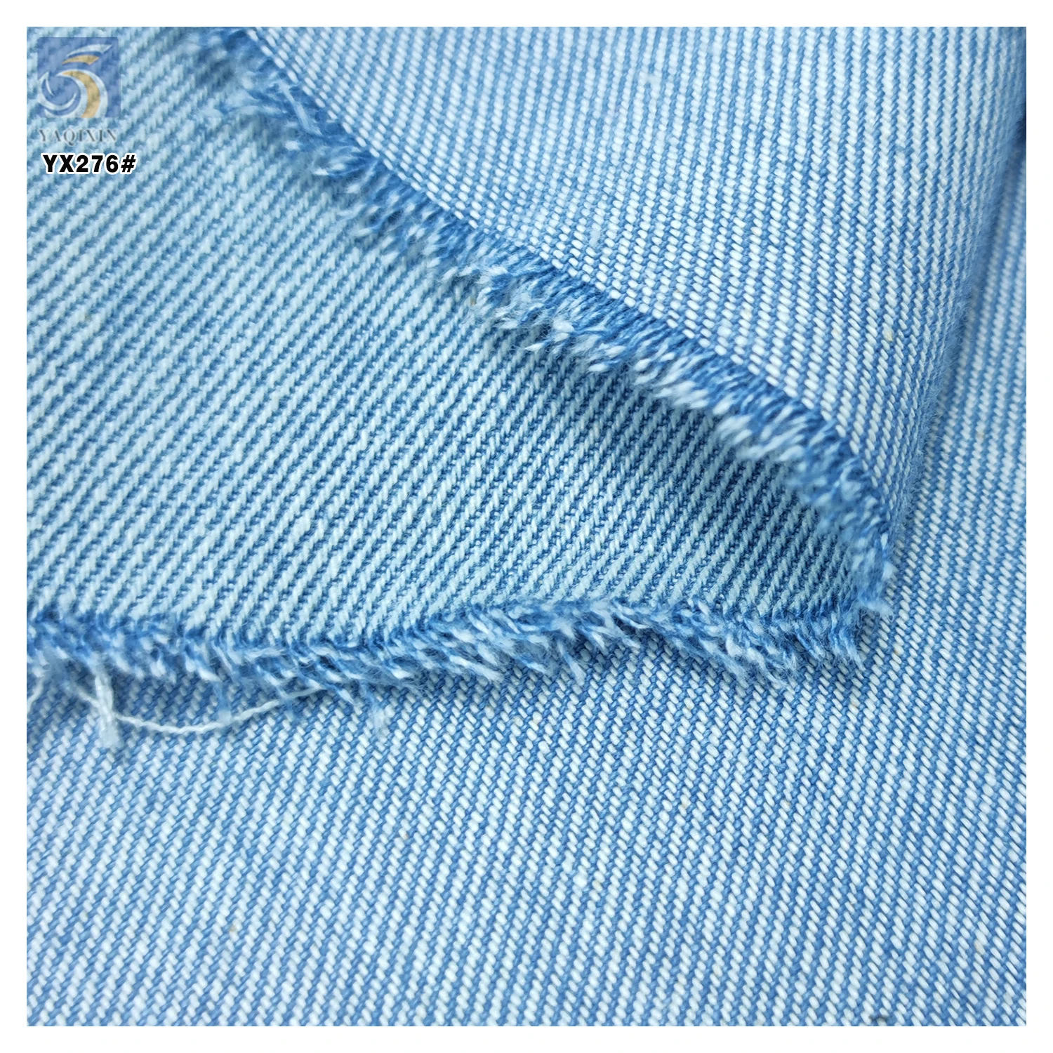 YX276 Light Blue Color Denim Premium 340gsm 100% Cotton Washed 10*10 Thick Denim Fabrics for Clothing - 图片 5