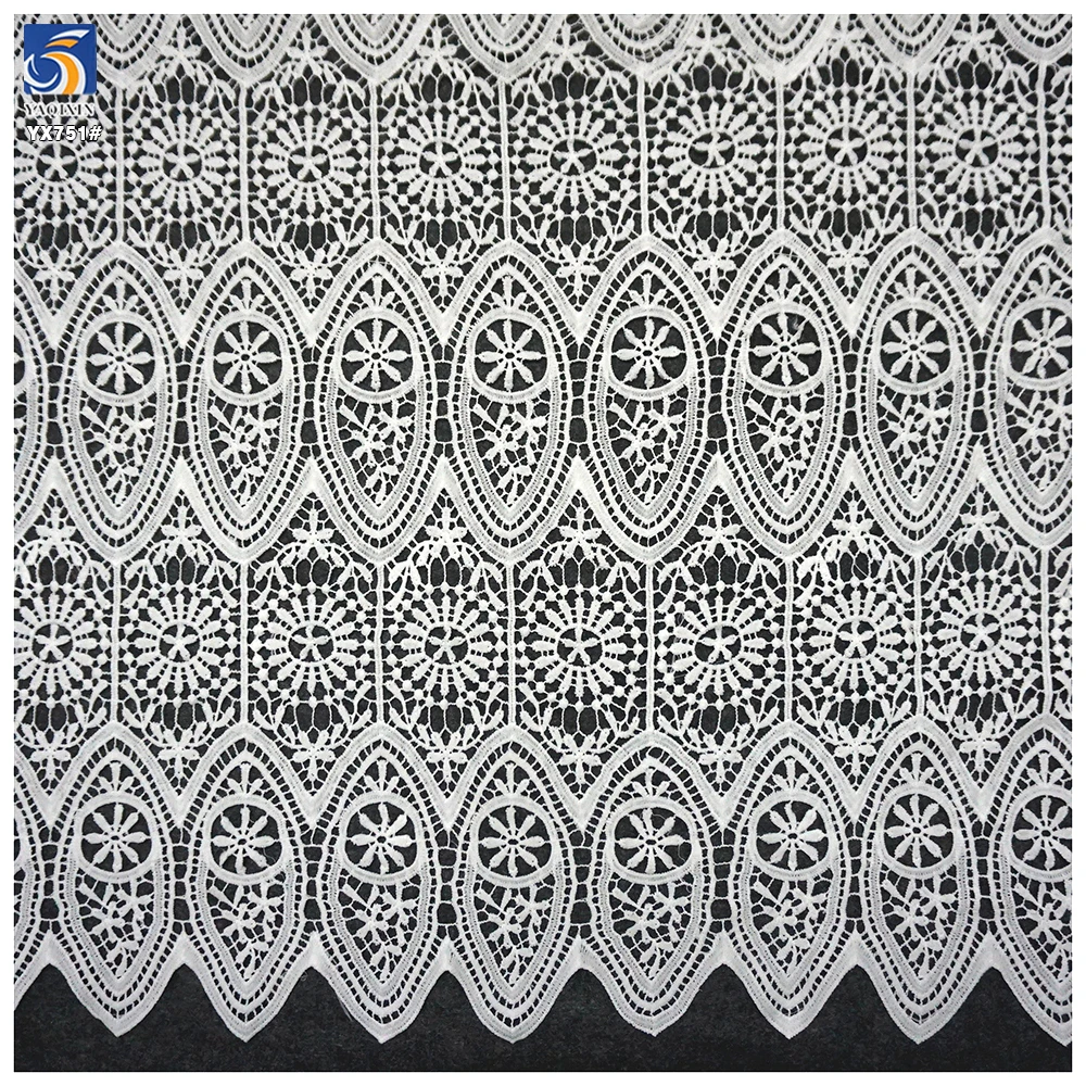 YX751 Factory 130cm Wide Full Width Hollow Dyed Lace Water Soluble Embroidery White Lace Fabric for Home Textiles - 图片 5