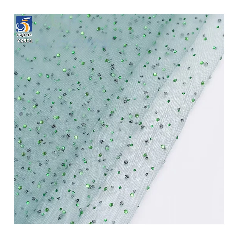 YX861 New Trends Tulle Polyester Knitted Mesh Net Clothing Colored Shiny Diamonds 3D Glitter Tulle Fabric for Toys - 图片 5