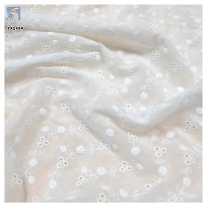 YX240 New Arrival 110gsm Summer Soft Lace Fabric Water Soluble Embroidery Pure White 100 Cotton Lace Fabric