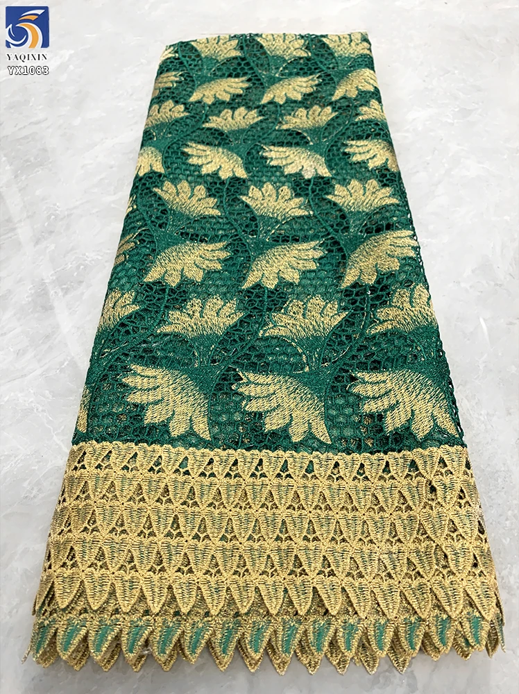 YX1083 2026 New 300gsm African Ethnic Embroidered Rich Bazin Fabric Water-Soluble Lace Embroidery Ethnic Africa Fabric Green - 图片 6