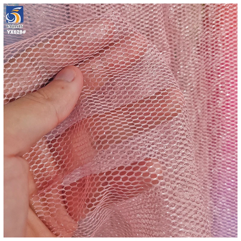 YX628 Good Quality 100% Polyester Knitted Glossy Hexagonal Mesh Fabric for Bags Headwear - 图片 3