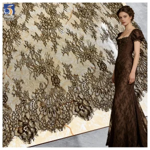 YX1341 2026 China New Design Nylon Embroidered French Mesh Eyelash Lace Fabrics for Garments and Dresses