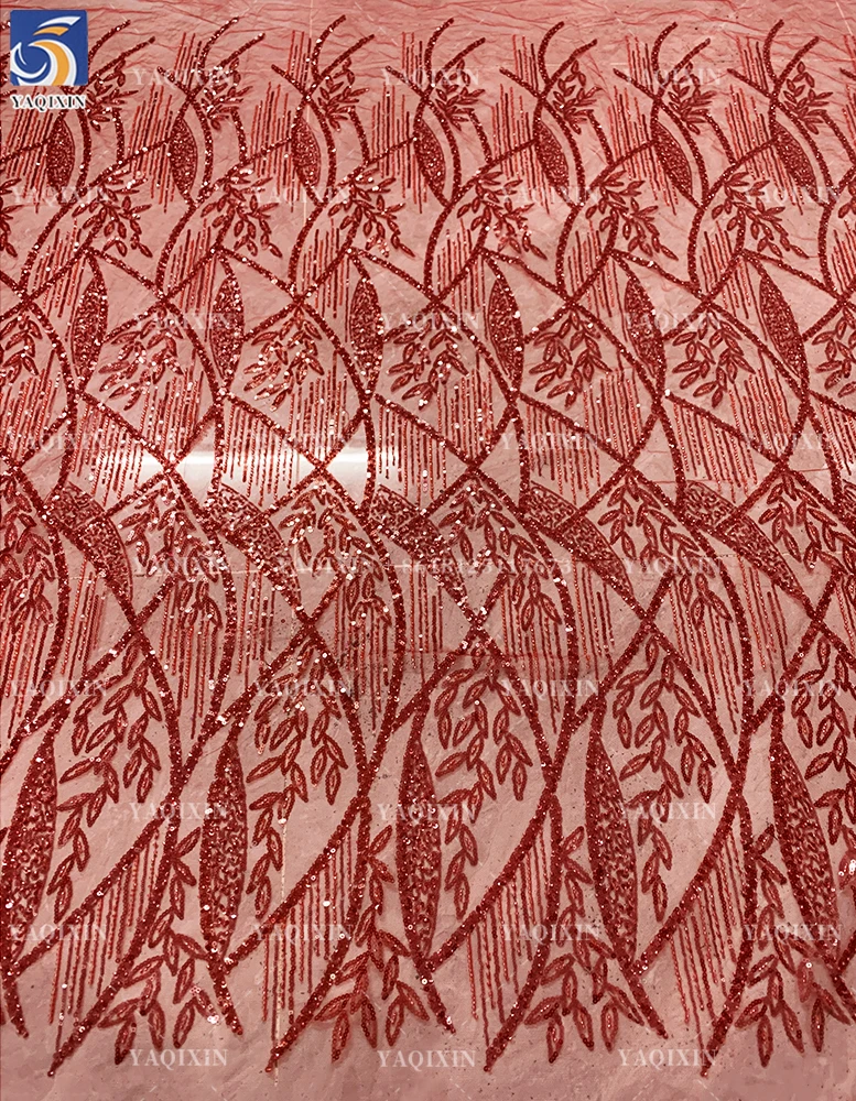 YX562 Gorgeous French Lace Fabric for Wedding Dress Fabric Multicolor Sequin Bead Embroidery Tulle French Lace Fabric - 图片 3