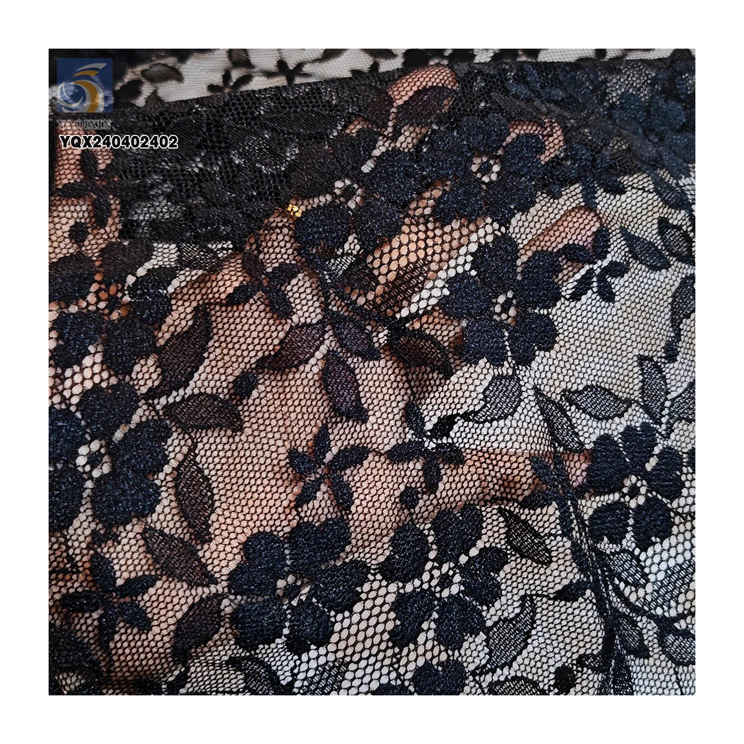 OEM Wholesale Price 90% Nylon 10% Spandex Lace Fabric Black White Floral Stretchy Mesh Lace for Dresses and Underwear - 图片 6