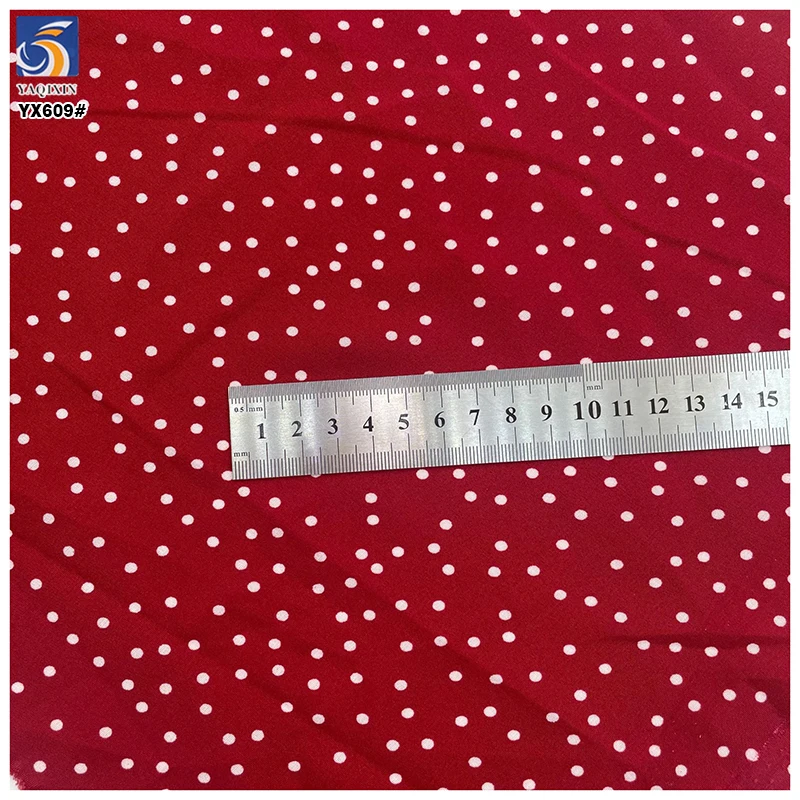 YX609 New Arrivals Christmas Red Chiffon Fabric Poly Small White Dots Chiffon Fabric for Dress Home Textiles - 图片 5