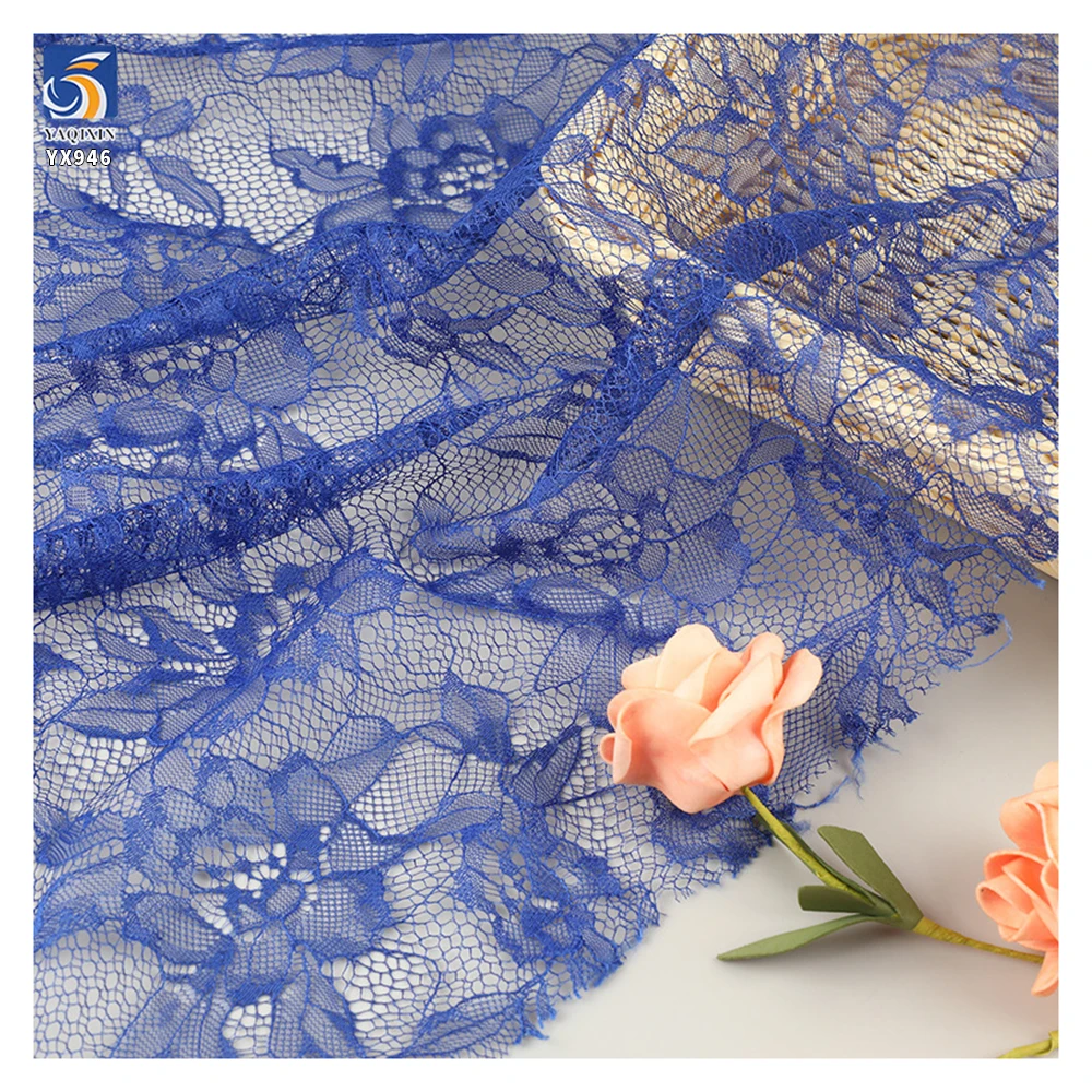YX946 France Lightweight Soft Florals Polyester Chantilly Lace Dress Fabric Colorful Multicolor Chantilly Lace Fabric Textiles - 图片 6