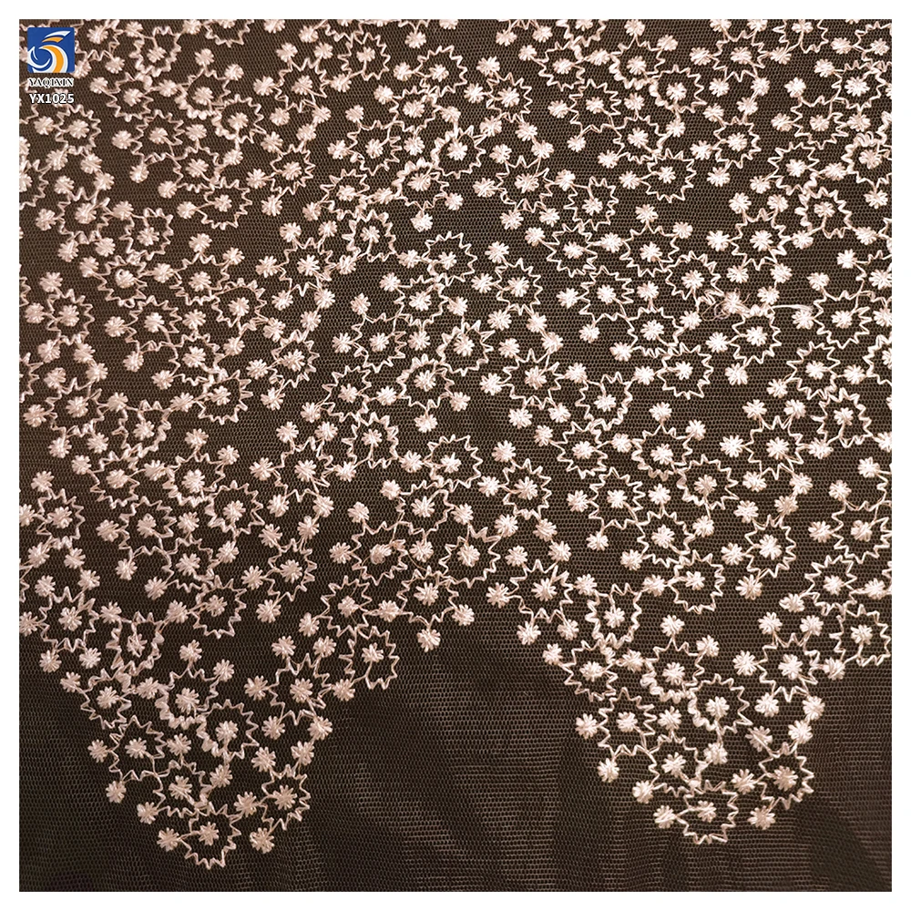 YX1025 New Trends and New Materials Customization Embroidery Mesh Fabric Samples Available in 7 Days Apparel Dress Tulle Fabric - 图片 5