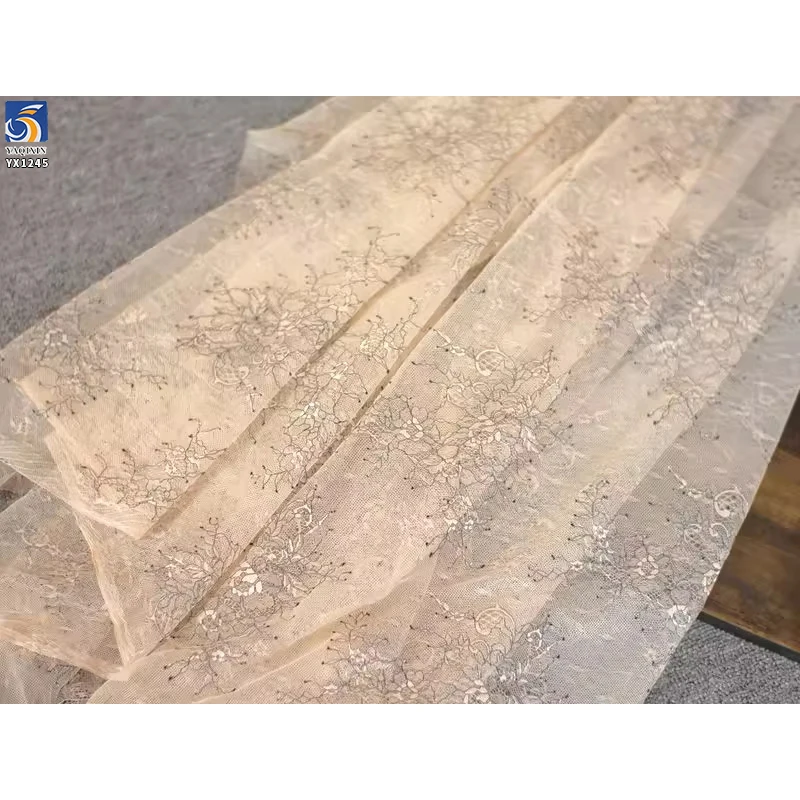 YX1245 Latest Inexpensive Two-tone Eyelash Lace Fabric Fashion Clothing Arabs Lace Women's Skirt Tulle Fabric Cheap 1 Yard - 图片 6