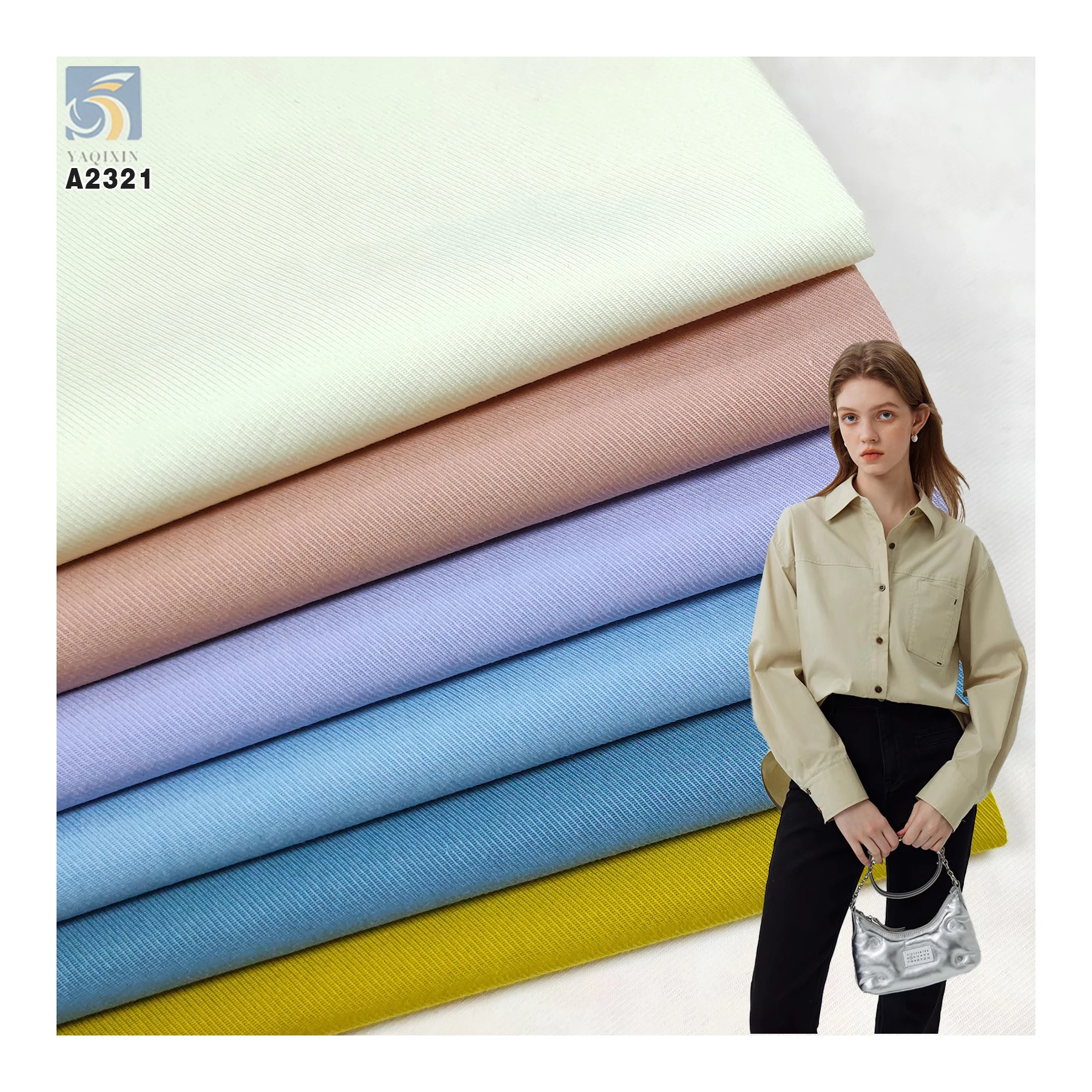 A2321 Wholesale Price 150gsm 50% Polyester Modal and 50% Cotton Fabric Washed Soft Touch Cavalry Twill Fabric